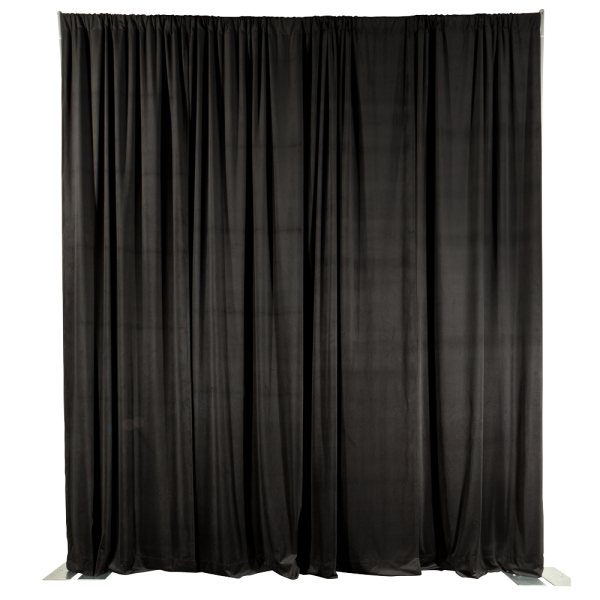 Black 14' Tall x 58" Wide Performance Velour Drape (14oz) Rental