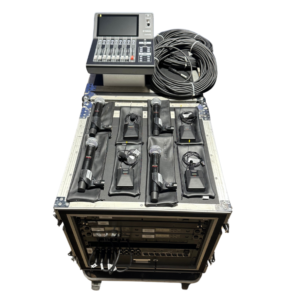 Yamaha DM3-D, Rio1608-D2 Dante Stage Box & 4 Shure Wireless QLXD Microphone Rental