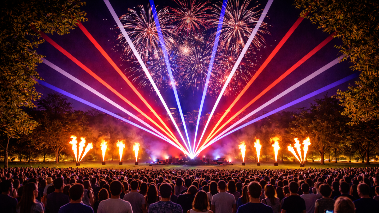 Outdoor Laser Light Show With Flames and Fireworks (Crowd Size Up To 5,000 People)
